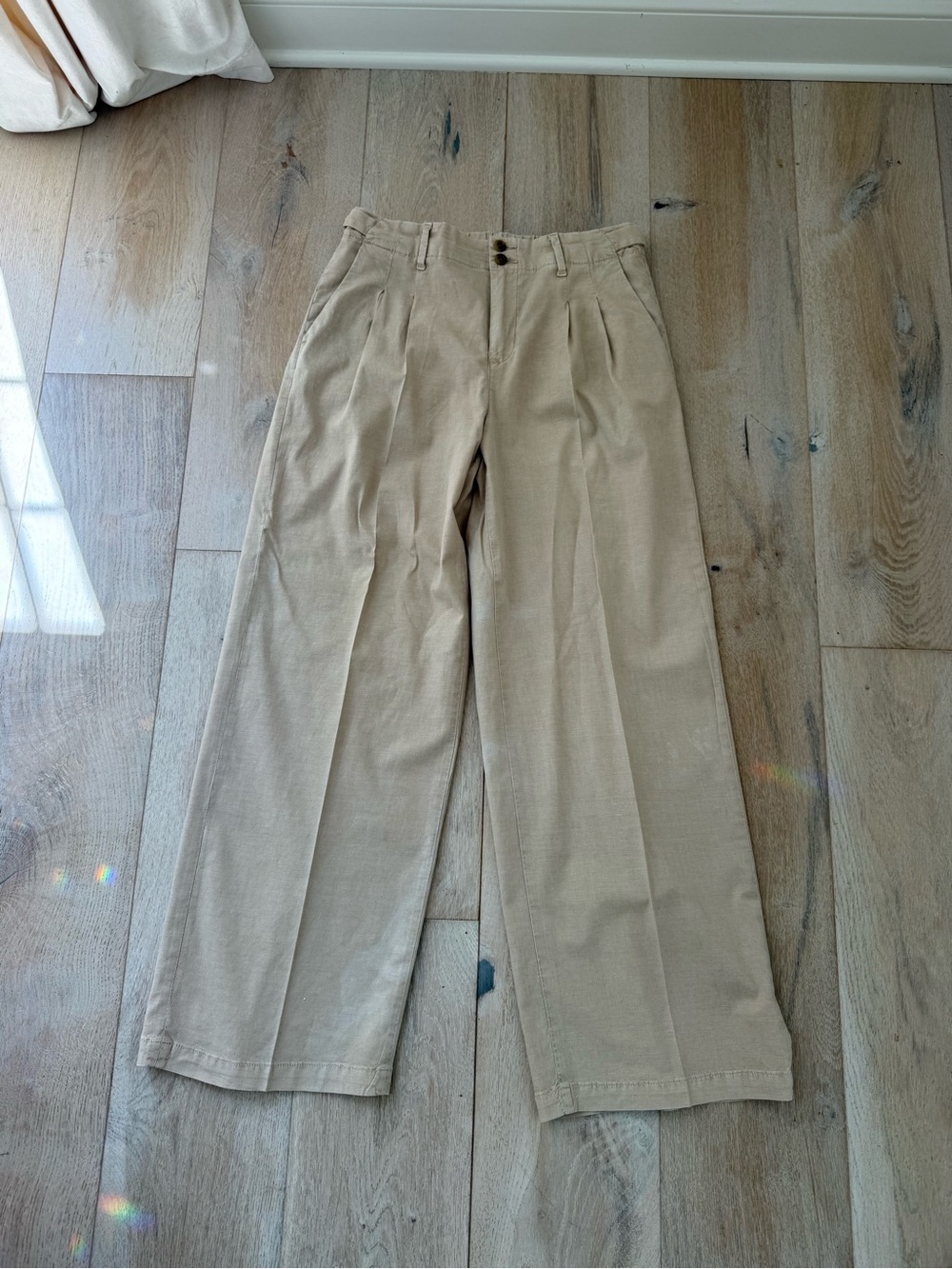 American Eagle Linen Blend Pleated Wide Leg Pants Size 2